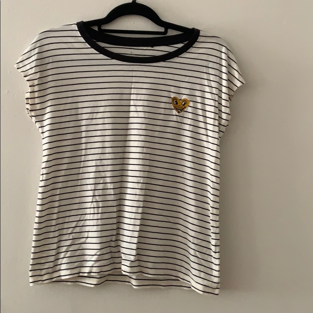 Uniqlo Woman t shirt size S stripped black/white
